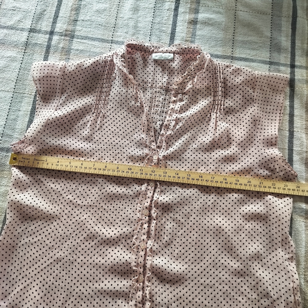 Worthington Cap sleeve blouse pink/black French girl Modern Coquette Soft Office - Picture 6 of 7